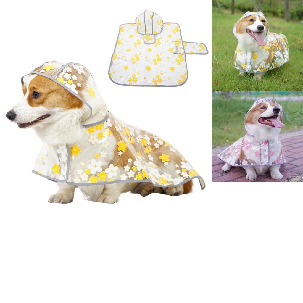 Pet Flower Raincoat,Dog Japanese Raincoat Pet Jacket Dog Transparent Raincoat With Collar Hole Adjustable Buckle For Small Medium Large Dog(