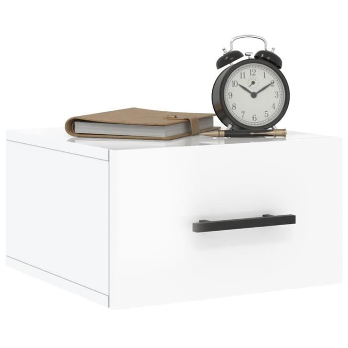 VidaXL Tables de chevet murales 2 pcs blanc brillant 35x35x20 cm 829873