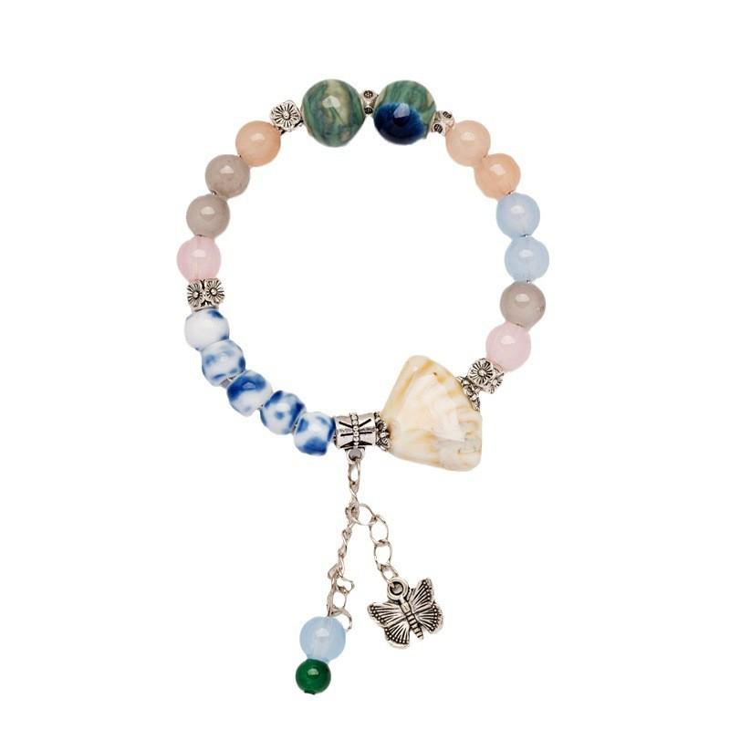 Bijoux en Céramique Coquillage Pétoncle Bracelet Simple Forêt Papillon Bracelet Étudiante