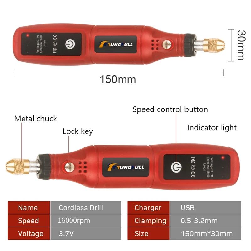 Wireless Mini Electric Drill USB Cordless Mini Drill Rotary Tool Woodworking Engraving Pen Dremel Tools for Jewelry Metal Glass
