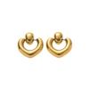 European & American 18K Gold-Plated Heart-Shaped Pearl Earrings with Musical Note Design