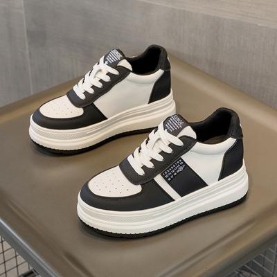 2024 Spring and Summer New Inner Height Increase Leather Platform Student Casual Single Shoes Low Top Comfortable Sports Forrest Gump Shoes Women