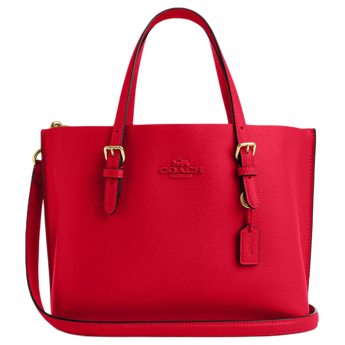 

Coach Mollie Logo Detachable Shoulder Strap Leather Tote Bag Women tote Red CV966-IMUP7 Basic Set (Bag+Dust Bag)