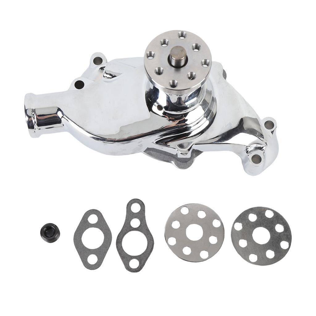 Short Water Pump 1 2in NPT Side Port Chrome Finish Aluminum High Volume Water Pump Replacement for SB 283 350 V8 1955