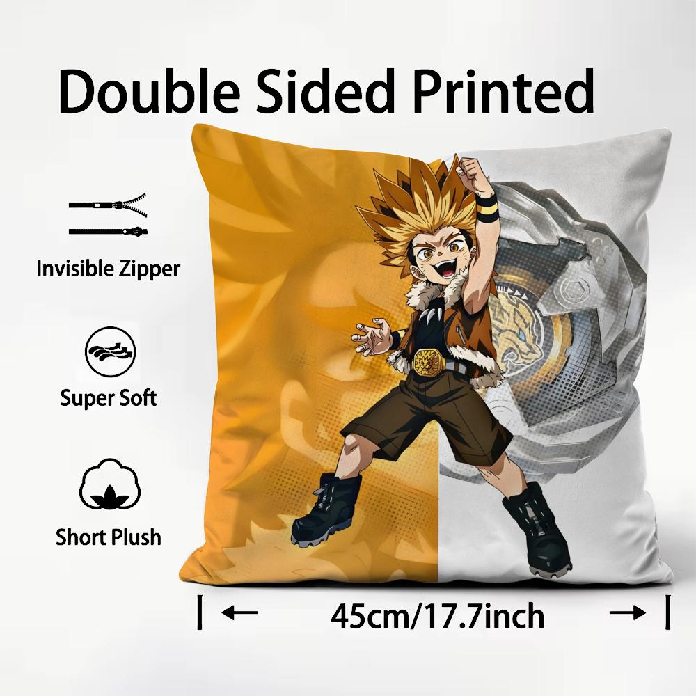 B-Beyblade Burst Anime Cushion Cover Pattern Printed Pillowcase for Living Room Sofa Cushion Cover & Bedroom Decor