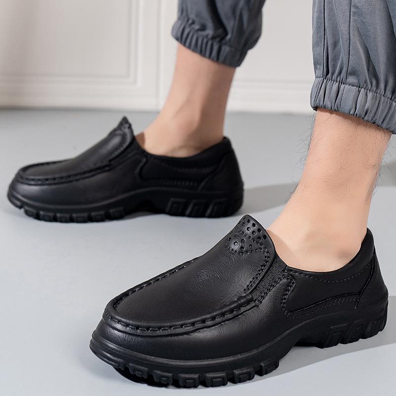 Fashion Men's Casual Shoes Non-Slip Thick Soles Wear-Resistant Waterproof Oil-Proof Slip-On Home Outing Work Shoes