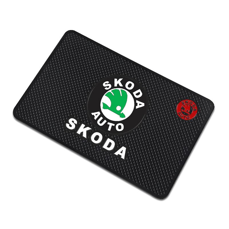 1Pcs Car Emblem Anti Slip Pad Phone Holder Non-Slip Mat Car Stlying For Skoda Octavia Superb Rapid Kodiaq Karoq Fabia Kamiq Roomster Citigo