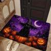1pc, 2D Flat Printing, Halloween Black Cat Pumpkin Doormat, Kitchen Restaurant Decor, Indoor Outdoor Home Party Decoration