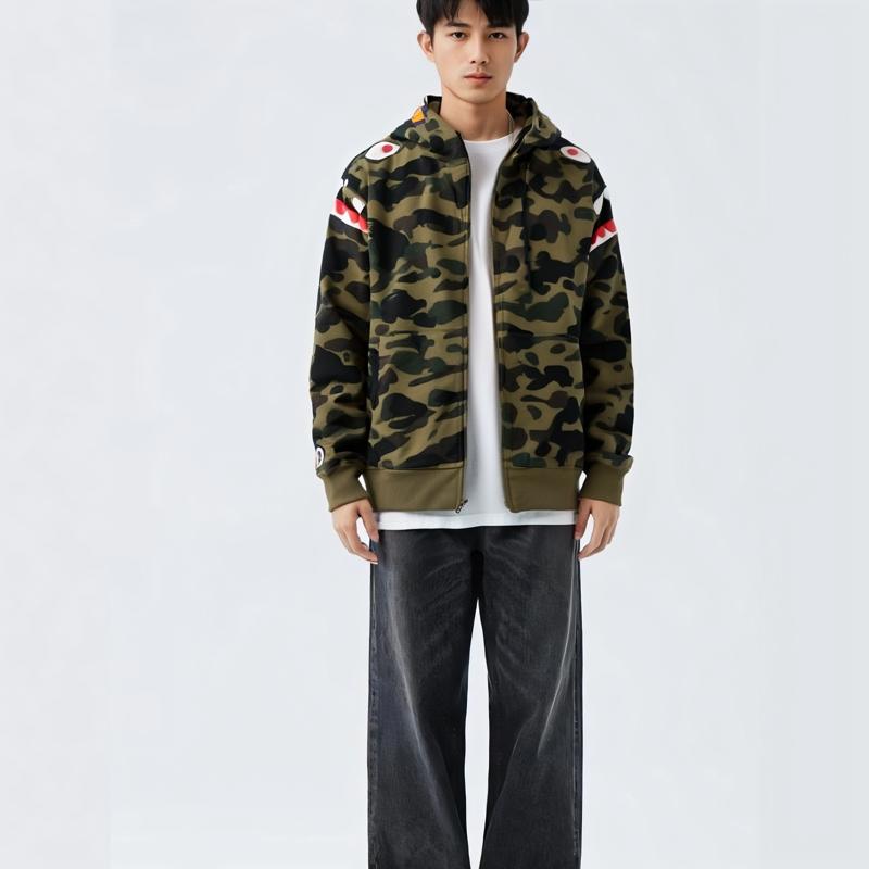 Bape 1st Camo Shark Shoulder Full Zip Hoodie OZXSWM15012XD