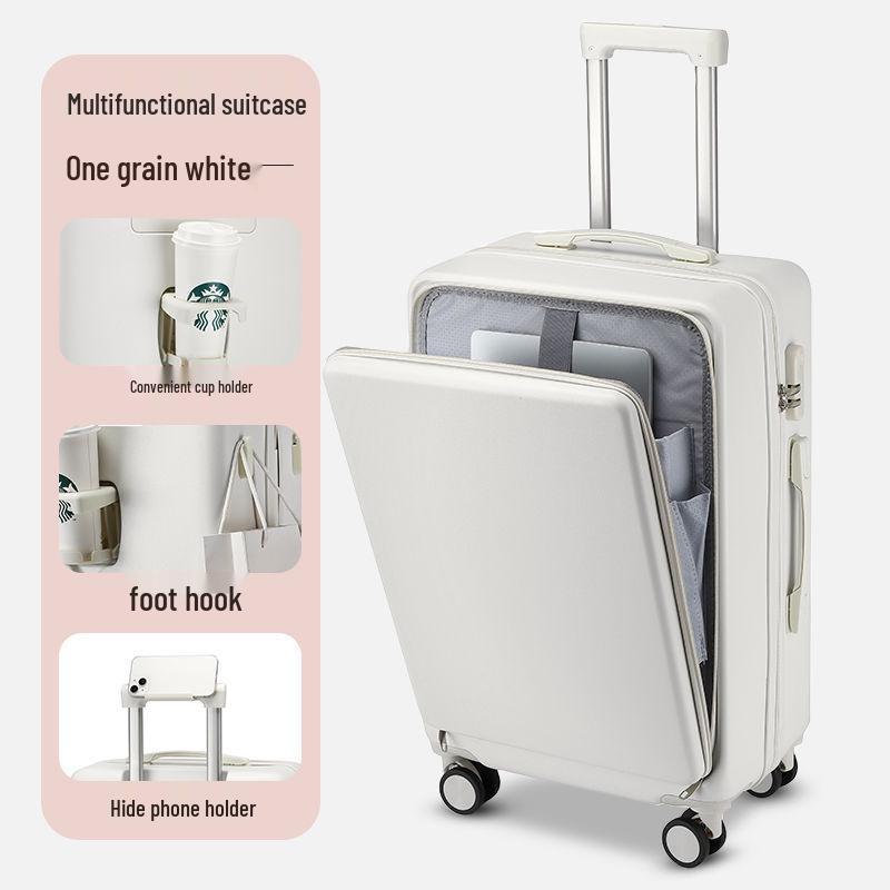 

Унисекс чемодан ручной клади 20 дюймов с передним открыванием и ручкой-тележкой, 2024 24-inch белый