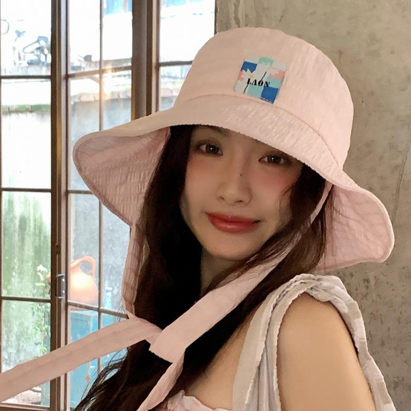 ins plaid wide edge strap bucket hat women's summer eaves UV protection double-sided sunscreen hat basin hat student