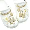 16Pcs Luxury Shoes Charm Set Crown Butterfly Flower Pearl Chain Shoe Decorations Buckle for Sandals Clogs DIY Accessories Gift