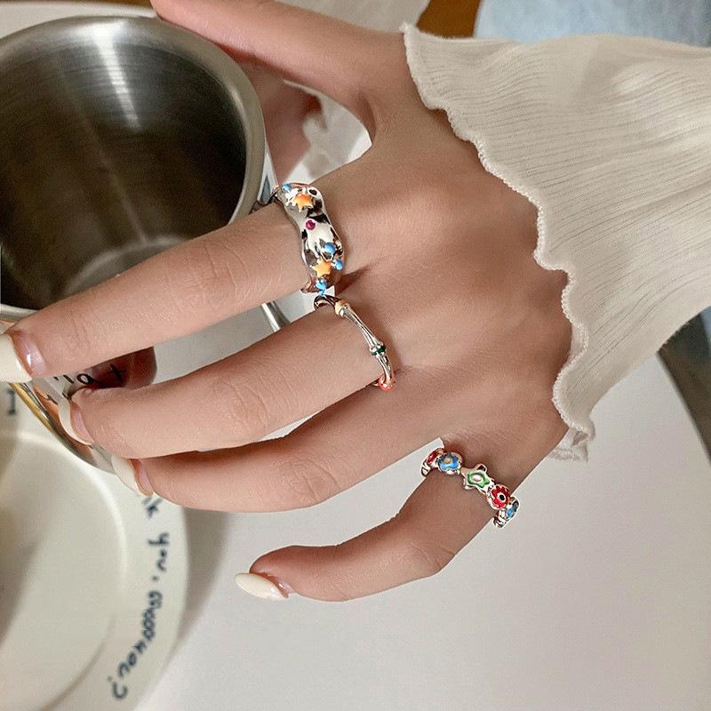 Children's Adjustable Star & Flower Bamboo Ring for Women - Stackable, Stylish, and Cool