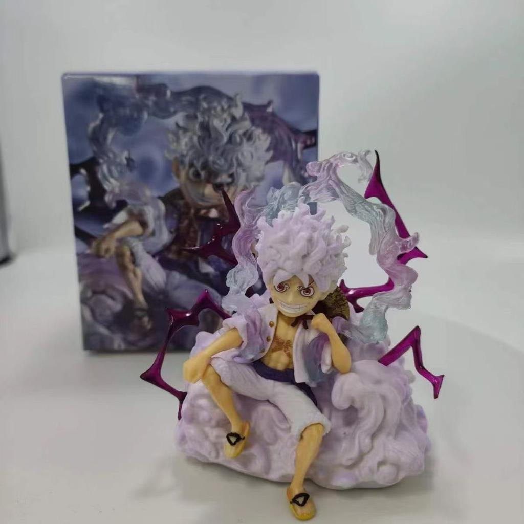 Anime One Piece Figure Q Edition Sitting Posture Nika Luffy Cute Toy Statue Doll Collection Car Decor Children Birthday Gifts