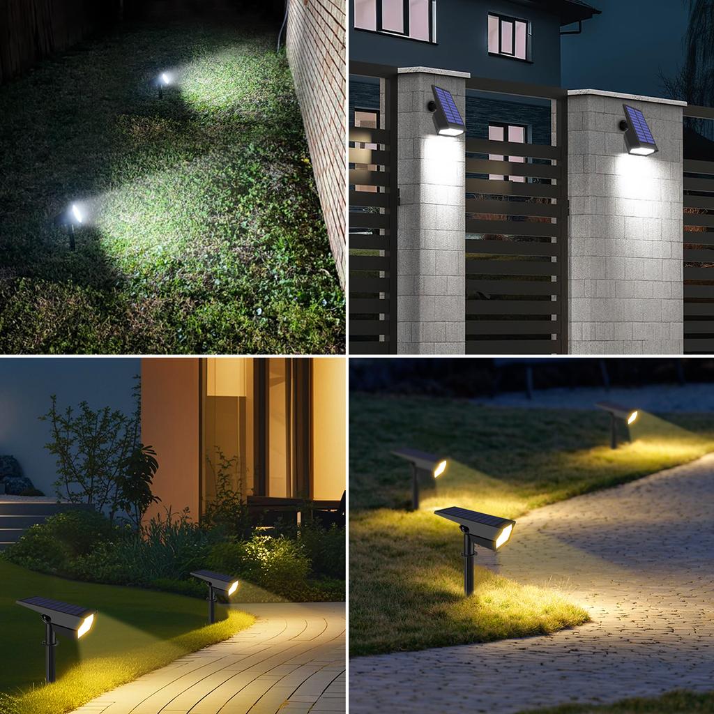 Solar Rechargeable LED Lawn Light Dusk to Dawn Light Sensor Outdoor Garden Path Spotlight For Backyard Yard Landscape Decoraiton