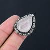 Natural Rose Quartz Gemstone Statement Pink Ring Size 6 925 Sterling Silver