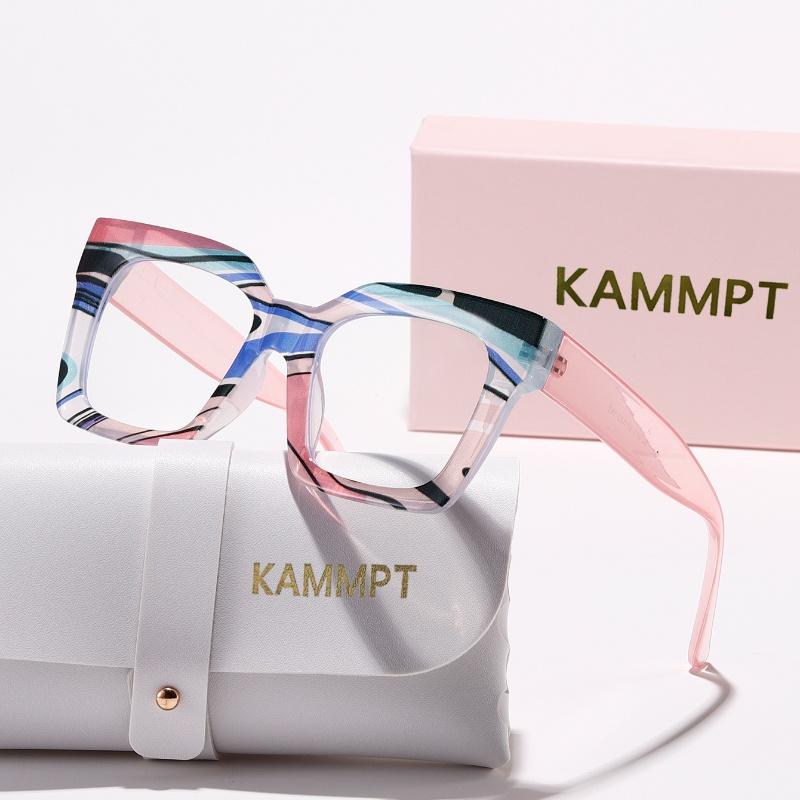 KAMMPT Vintage Square Glasses Women 2024 New Fashion Multi-color Rim Optical Frames Trendy Stylish Blue Light Blocking Eyewear