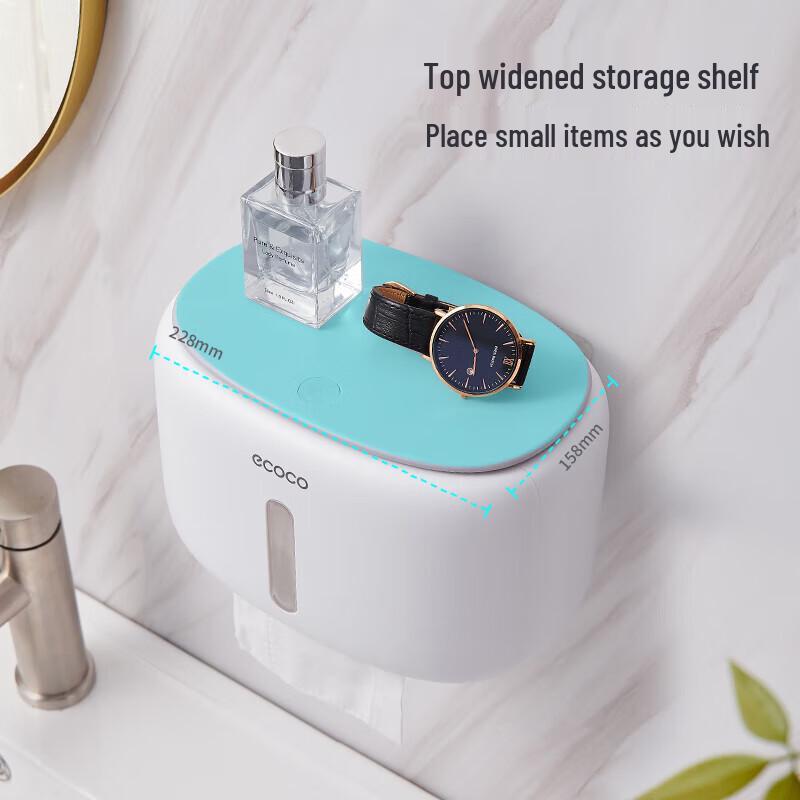 Ecoco Wall-Mounted No-Drill Bathroom Tissue Box with Storage