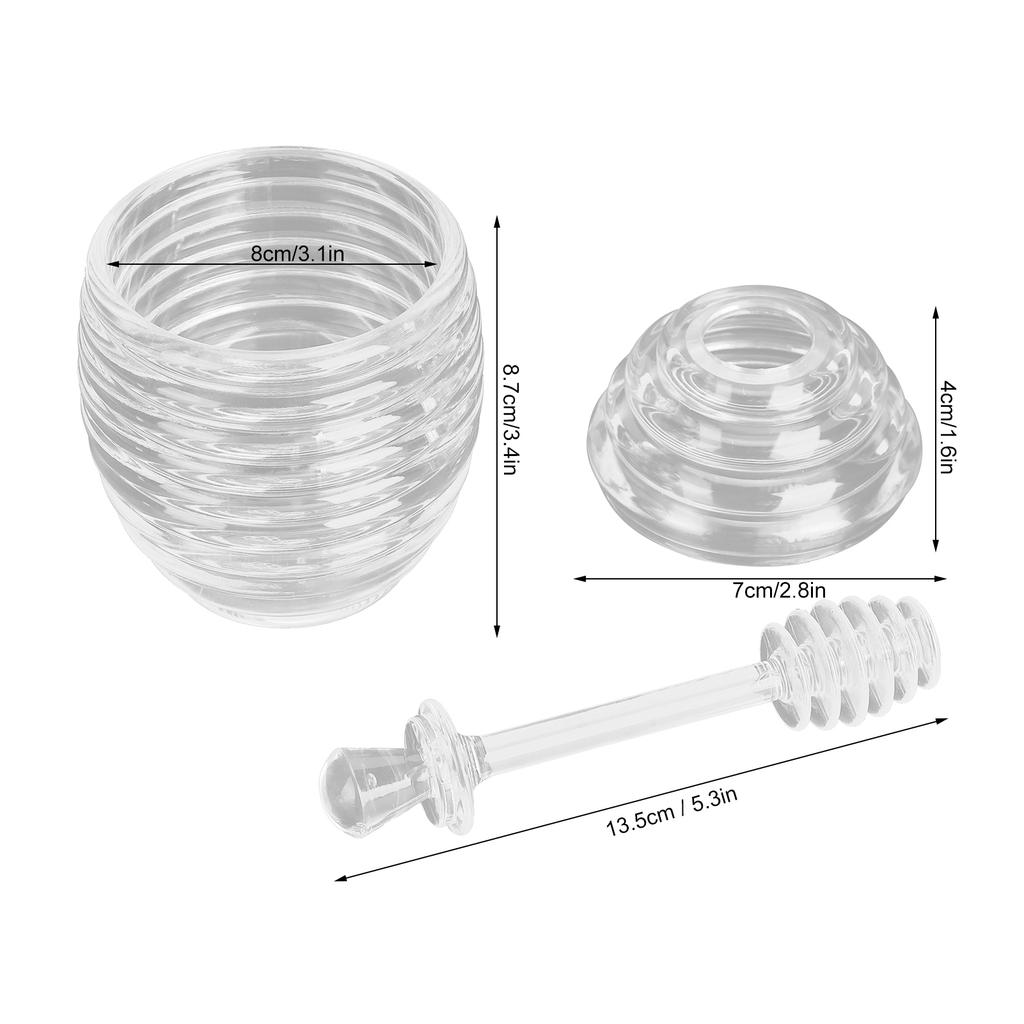 Honey Accessory Honey Container Transparent Honey Dispenser with Lid Spoon Large Capacity Honey Container for Storing Honey