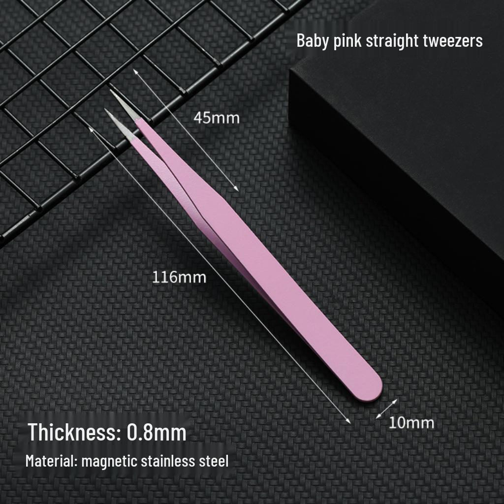 Black Anti-Static Stainless Steel Curved Tip Tweezers Set for Nail Art, Journaling, and Repairs