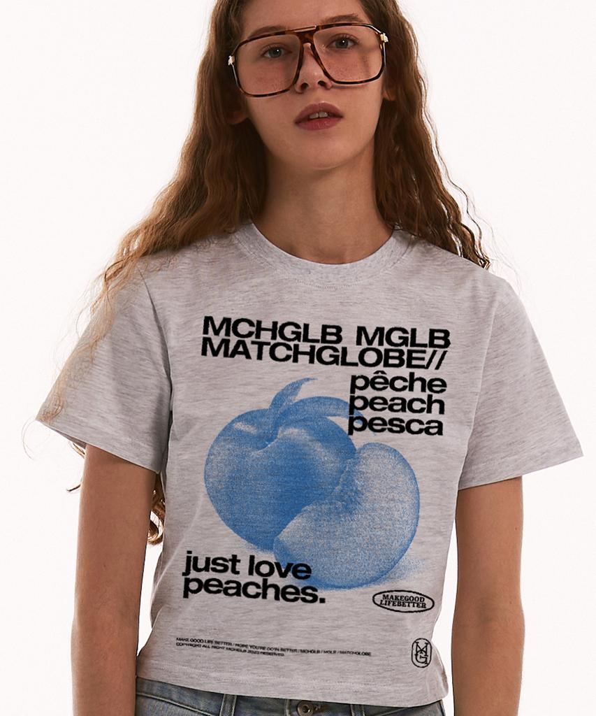 MATCHGLOBE Peach Crop Top (Light Melange)