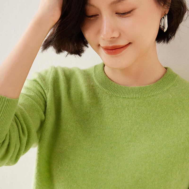 2025 A/W Cashmere Round Neck Knitwear - Soft Fluffy Loose Long Sleeve Pullover Sweater