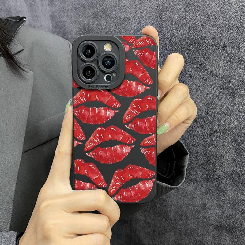 Eye-Catching Red Lips Full Screen Protective Case for iPhone 15/12 Pro Max
