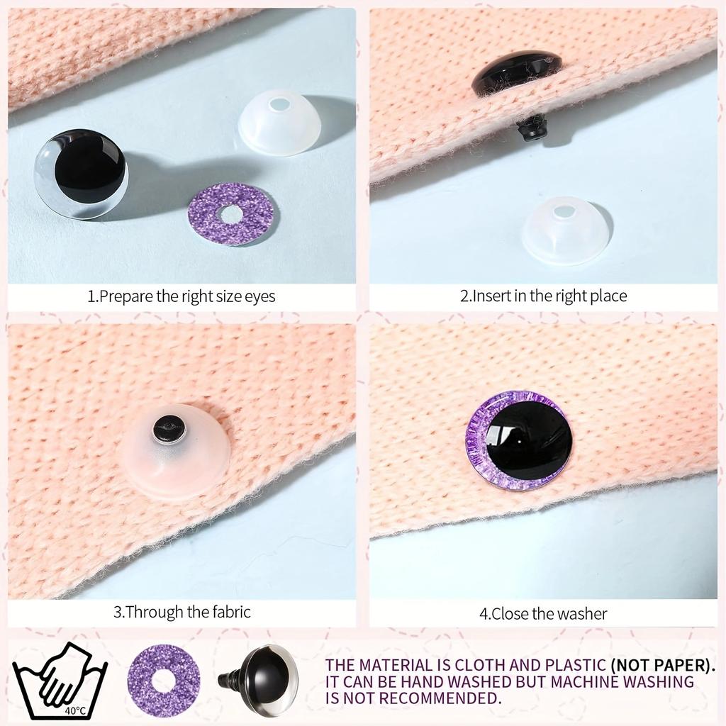 48pcs/60pcs Colored Plush Toys Plastic Eyes Accessories Cartoon Animal Craft Eyes DIY Crafts Making Children's Doll Animals