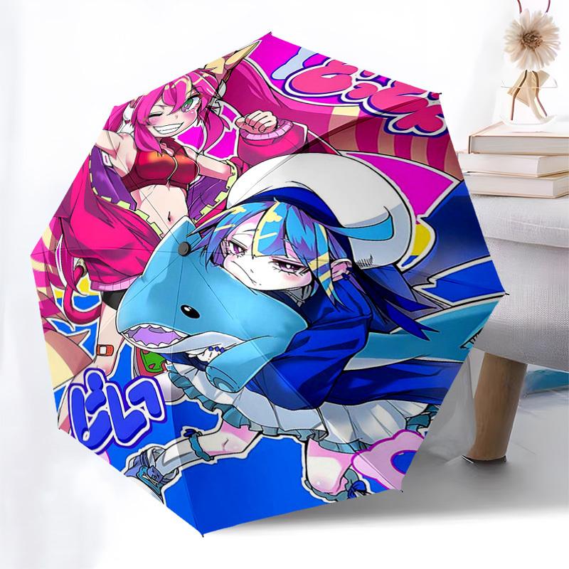 1 Stück Outdoor-Schirm mit Anime-Print - Automatisches Öffnen/Schließen, Tragbares 3-fach faltbares Design, 8-Speichen-Eisenrahmen - Perfektes Geschenk für Fans, Reisende, E