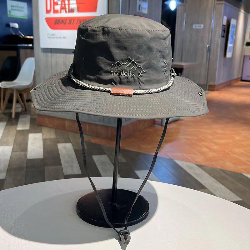 Fisherman Sun Protection Embroidered Outdoor Cowboy Hat for Camping and Mountaineering