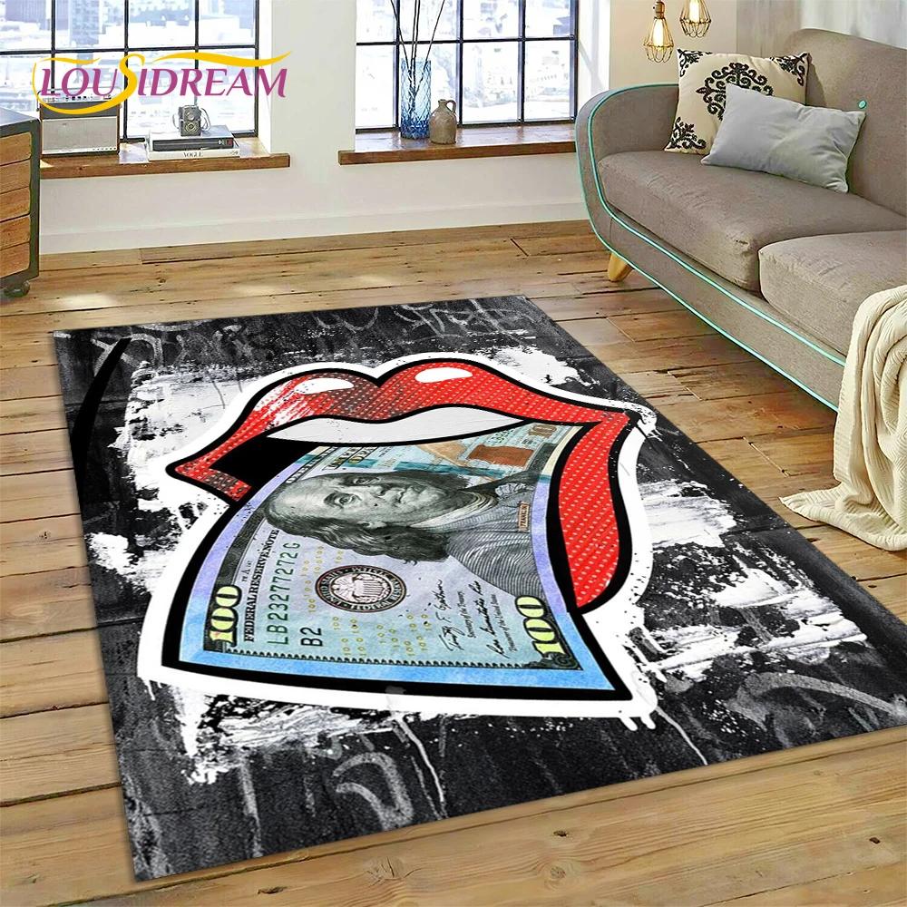 Rich Dollar Euro Pound Money 3D Cartoon Carpet Rug for Home Living Room Bedroom Sofa Doormat Decor,kids Play Non-slip Floor Mat