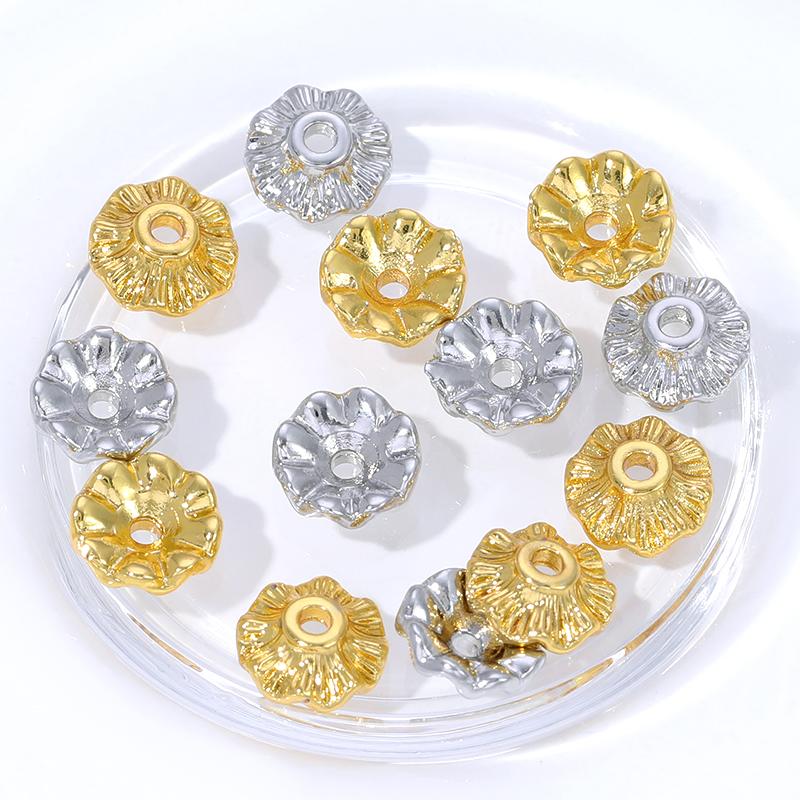 18K Gold Plated Brass Wave Shape Beads Caps 8mm Spacer End Caps For DIY Handmade Bracelet Jewelry Making Accessories