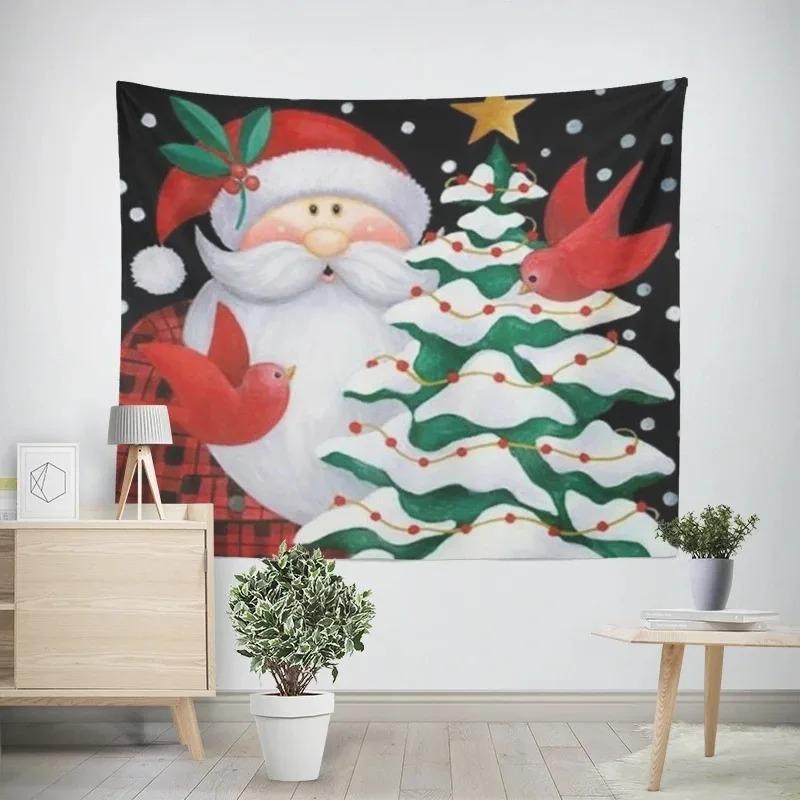 Cartoon Weihnachtsmann Muster Wandteppich Zuhause Schlafzimmer Wohnzimmer Wanddekoration Weihnachts-Themen Wandteppich