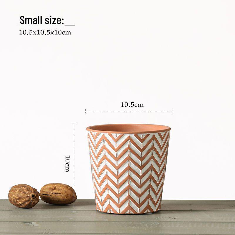 Red Clay Breathable Minimalist Terracotta Flower Pot with Feet for Succulents and Pothos - Round Design, Free Shipping