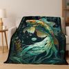 GOOD LUCK Koi Fish Yin Yang Carp Cartoon Flannel Blanket Soft Warm Throw Blanket for Bedroom Living Room Bed Travel Picnic Gift