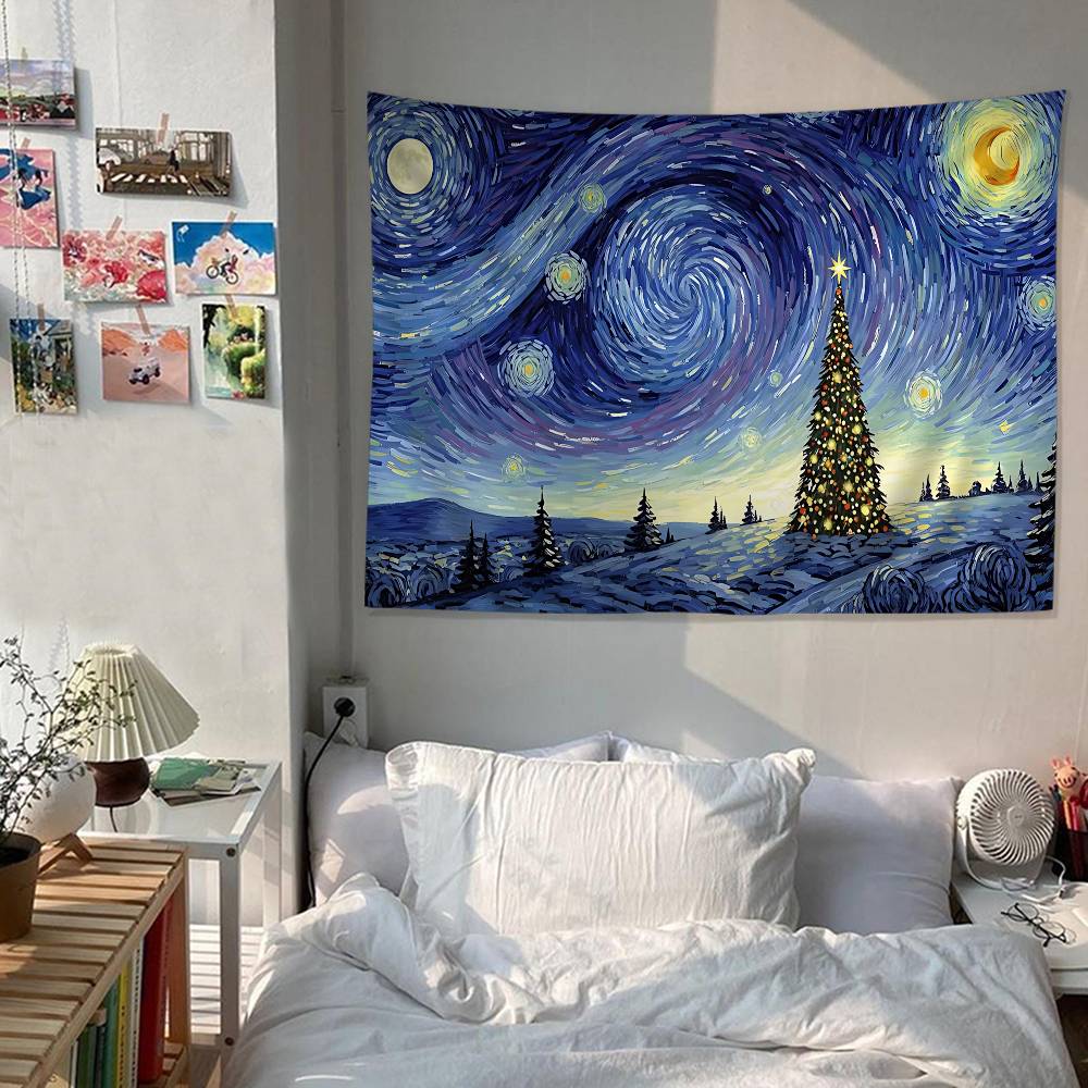 Van Gogh Starry Sky Art Anime Tapestry Hanging Tarot Hippie Wall Rugs Dorm Home Decor