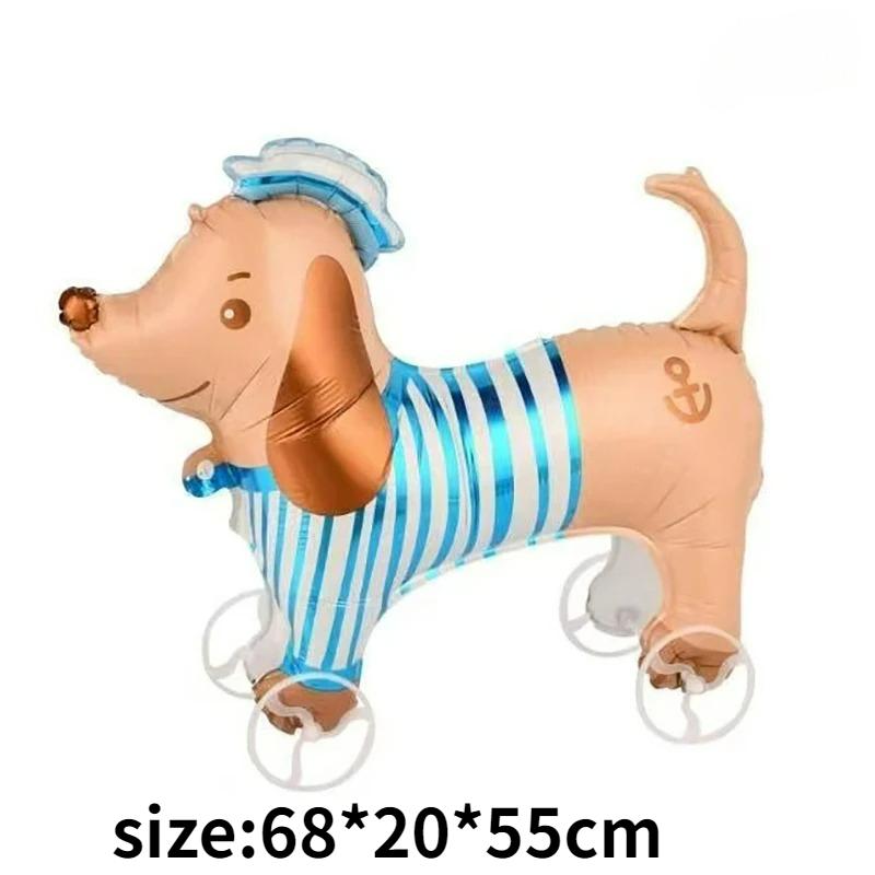 4D Dinosaur Dog Cat Standing Foil Balloons Animals Walking Balloon with Wheel for Kids Birthday Party Decoration Baby Shower
