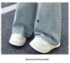 Girls' Spring 2025 Embroidered Butterfly Wide Leg Jeans - Korean Style Straight Leg Denim for Older Children