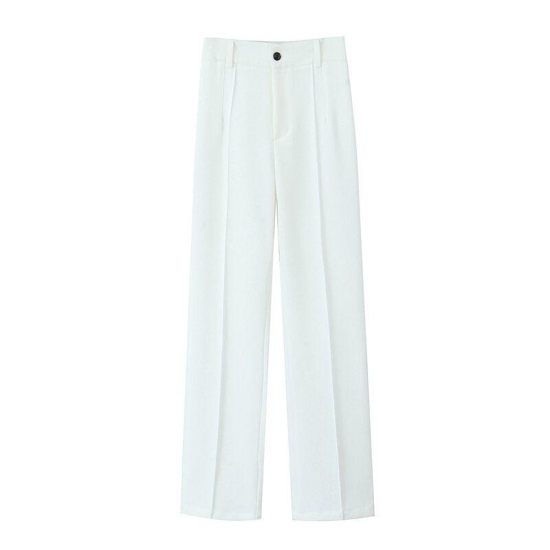 Fashion Style 2024 Spring/Summer New Arrival Women's Clothing Slimming and Fashionable Casual All-Matching Straight High-Waisted Trousers 2761048