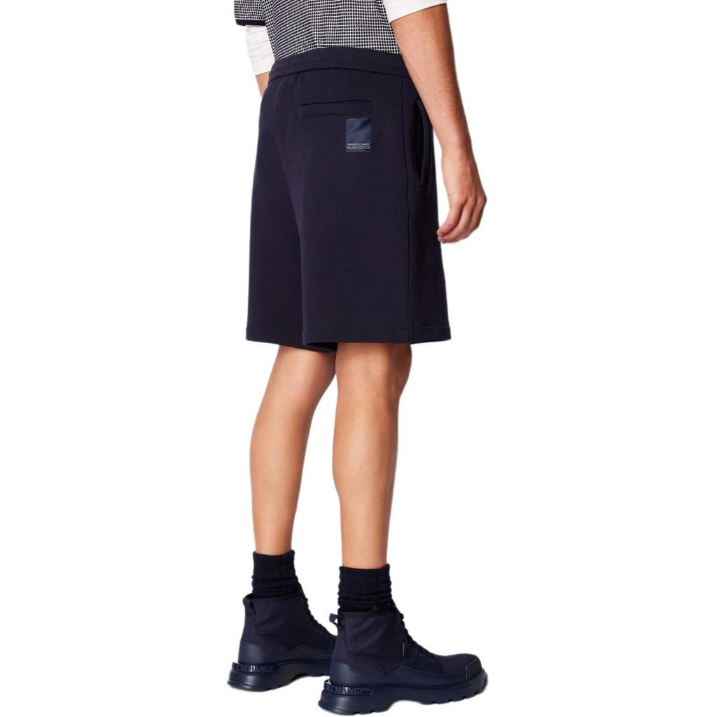 Armani Exchange SS24 Solid Logo Straight Leg Casual Shorts Men Shorts Navy 3DZSHH-ZJGGZ-15CX