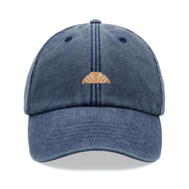 

1pc Croissant Printing Retro Baseball Caps for Men,outdoor Leisure Washed Adjustable Dad Hat Faded Sports Sun Tralve Dailywear Adjustable
