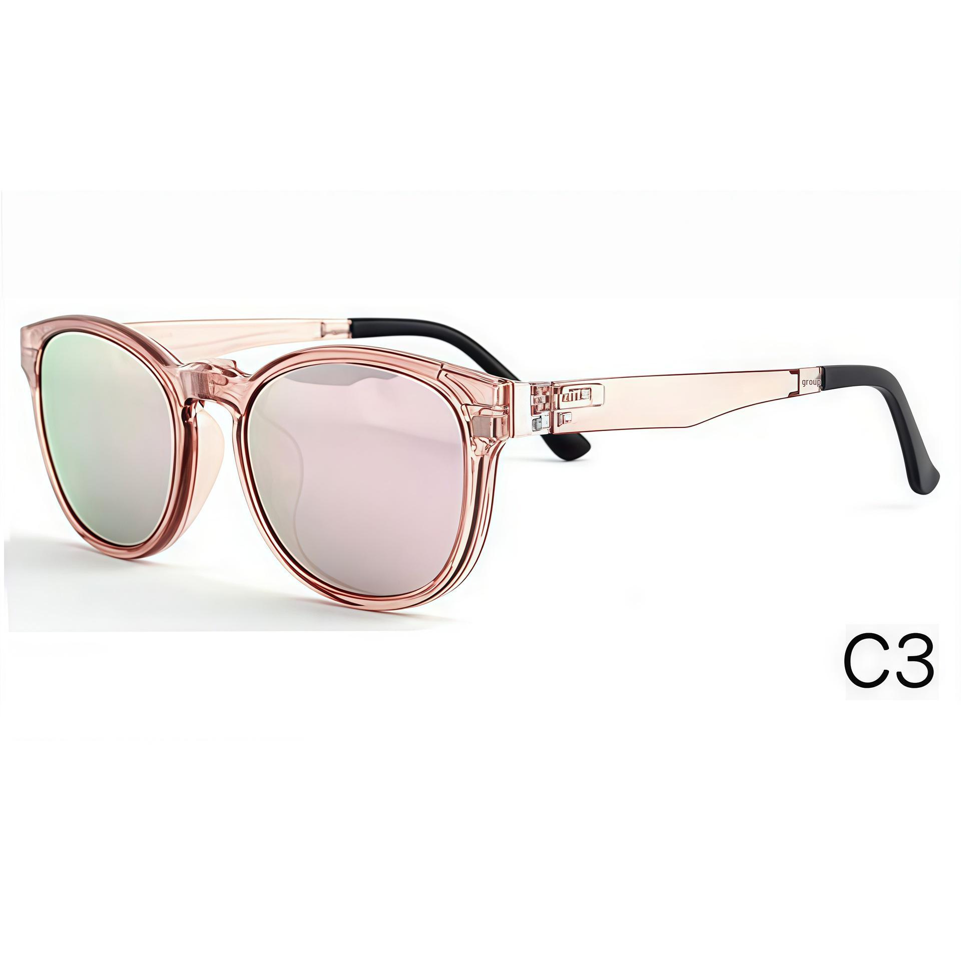 

2078 Round Frame TR90 Magnetic Eyewear Set: Multi-Color Clip-On Polarized Sunglasses for Men and Women