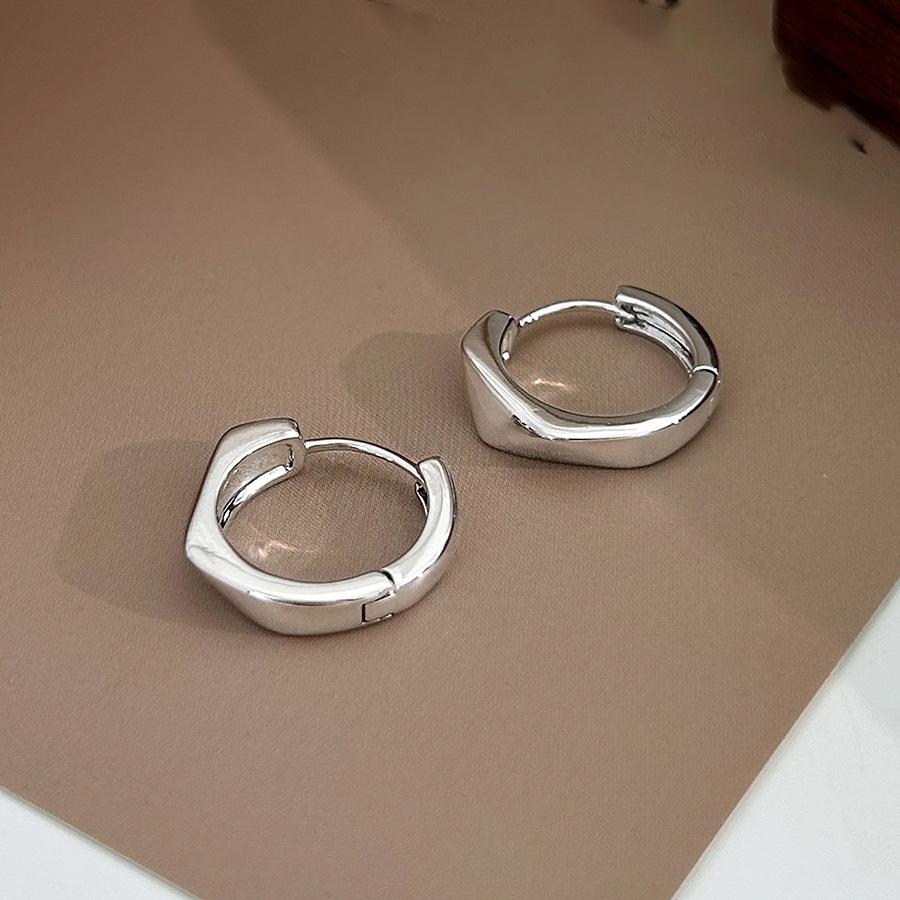 Geometric Irregular Section Round Ear Buckle Temperament Fashionable High-end Earrings Simple Light Luxury Cold Wind Earrings