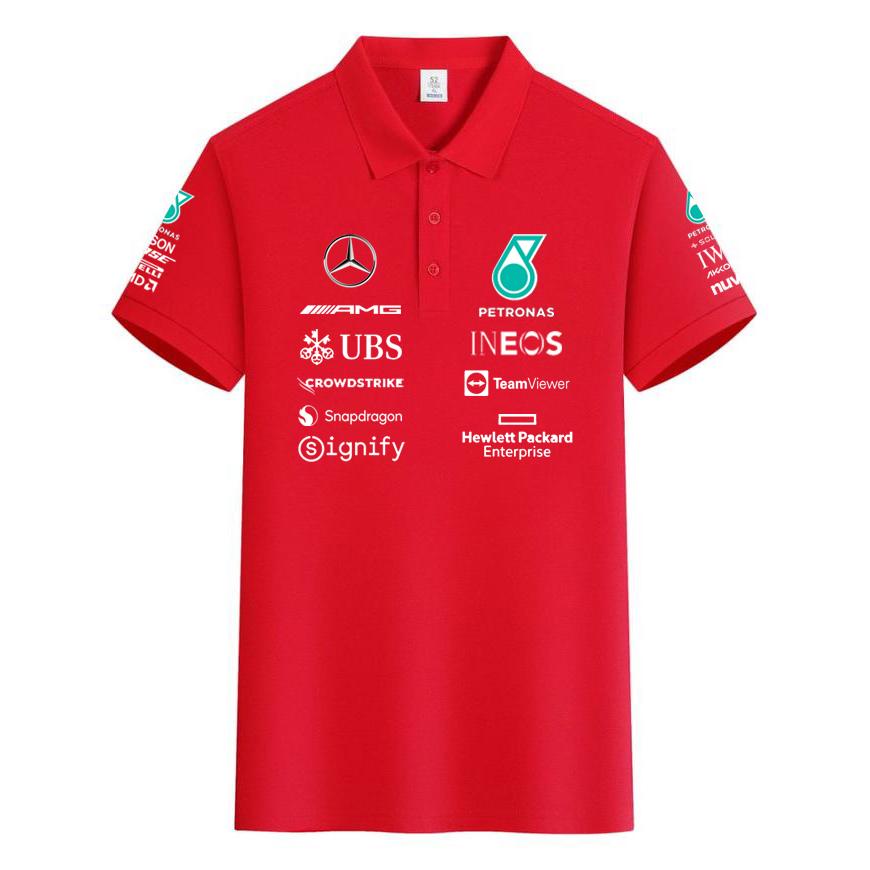 Red Bull F1 Racing Suit Hamilton George Russell Team Uniform Pure Cotton Polo Shirt