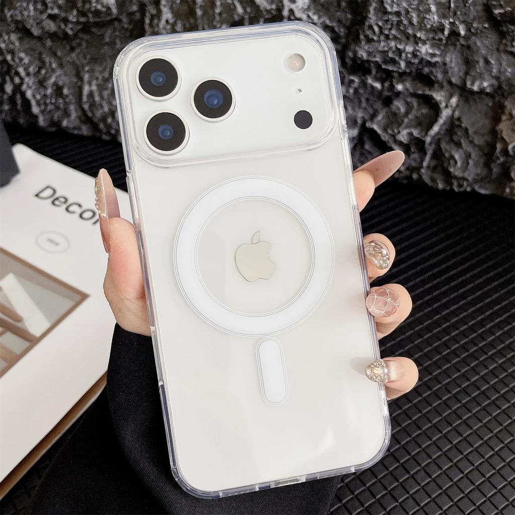 For iPhone 17 Air Pro Max 16 15 14 13 12 11 Pro Max Plus Mini Pro Max Anti Drop Cover New Transparent For Magsafe Magnetic Case