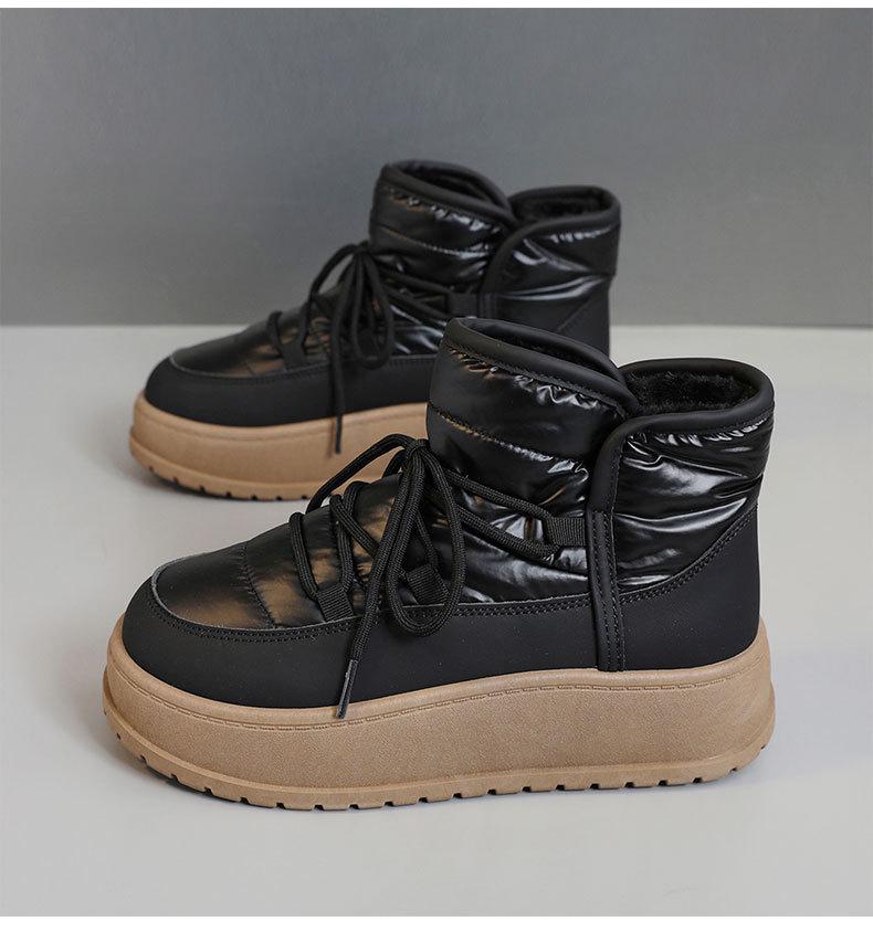 K2905 Women's High-Top Thick-Soled Velvet-Lined Cotton Shoes for 2024 Autumn/Winter