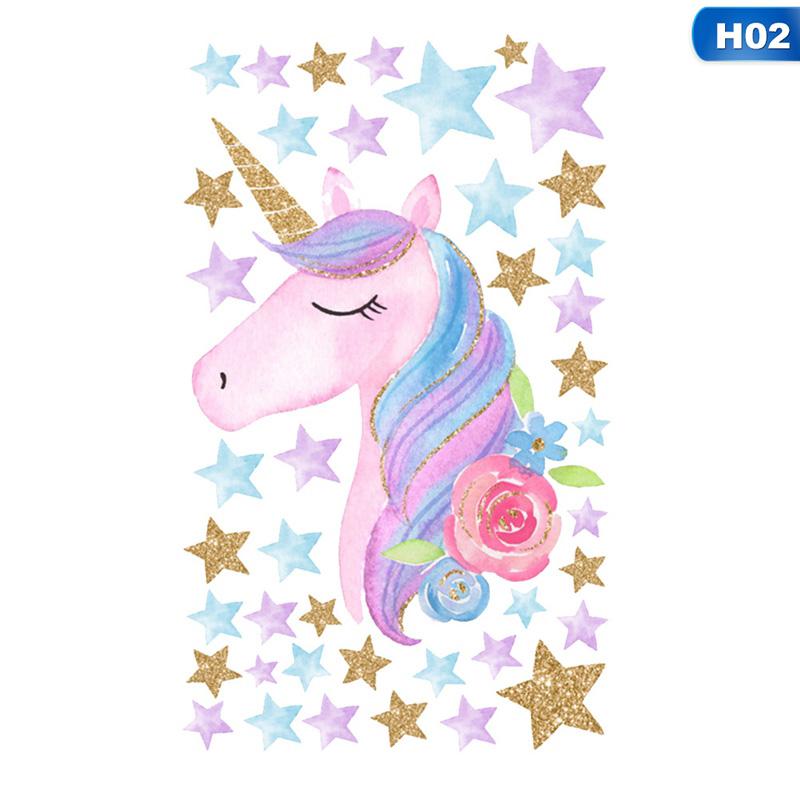 

Мультфильм милые единороги звезда сердце настенные наклейки обои DIY виниловые наклейки на стены дома детская гостиная спальня декор для комнаты для девочек
