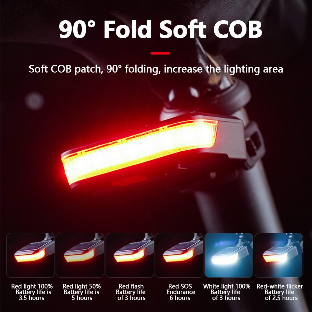 Bicycle Solar Energy Cycling Rear Light Type-C Charging Mountain Road Bike Solar Warning Taillight Night Cycling Safety Red Lamp
