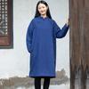 Women Vintage Loose Cotton-padded Clothes Stand Long Sleeve Solid Color Autumn Winter Button Cotton Clothes