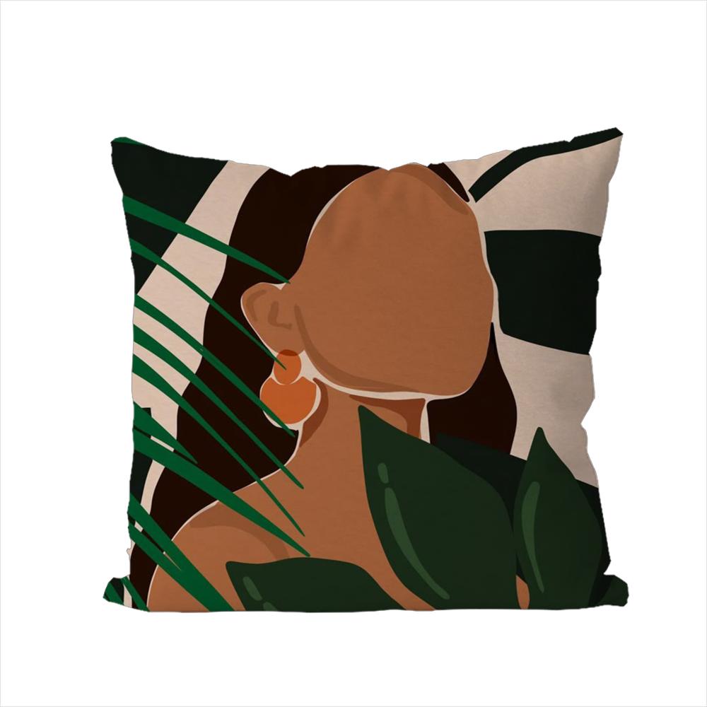 African Women Pillow Case For Car Sofa Decorative Home Doublesided Print Plush Square Throw Pillow Cushion Cover